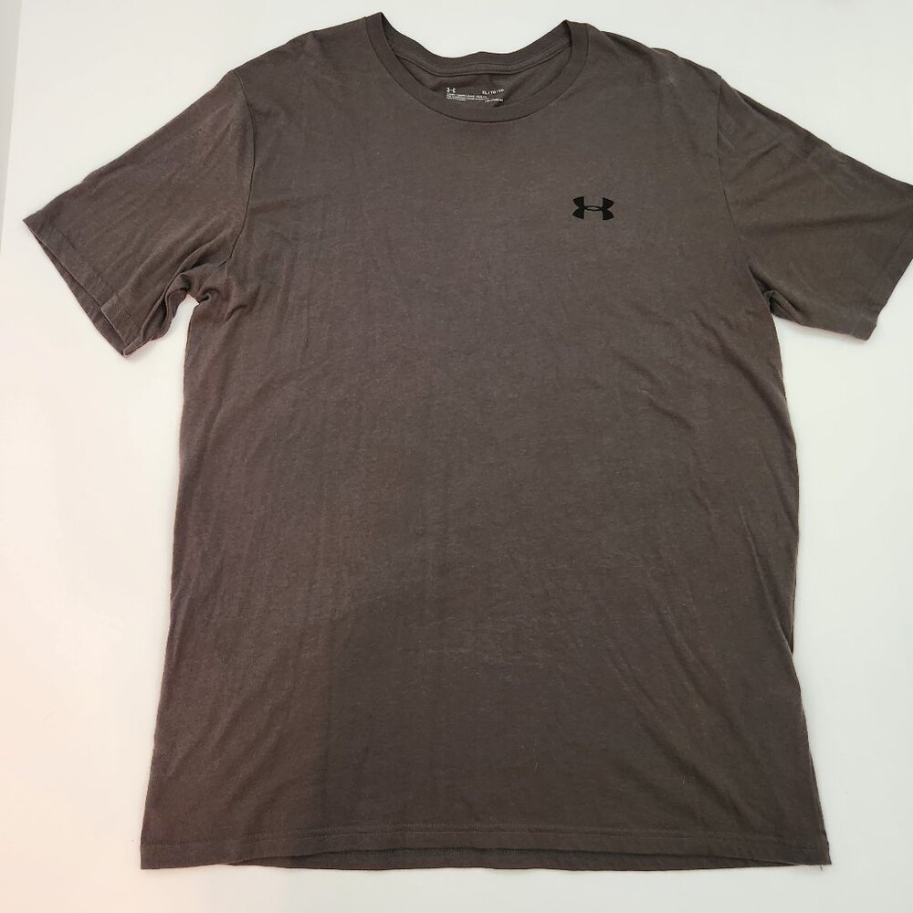 Under Armour Short Sleeve T-shirt, XL, Gray/Brown - 60% Cotton/40% Polyester